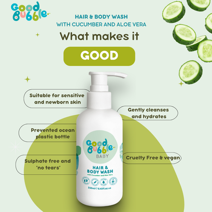 Baby Hair & Body Wash with Cucumber & Aloe Vera 250ml